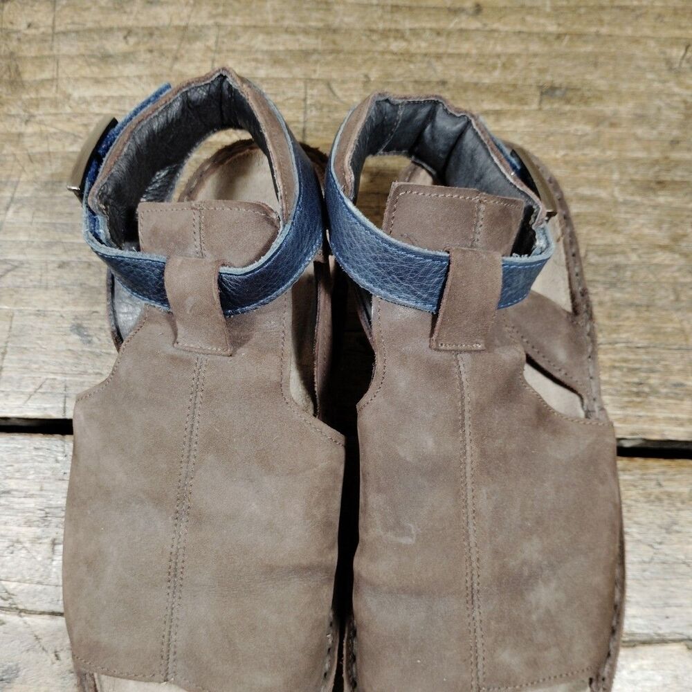 Naot Verbena Sandals Women's Sz 7 Shoes EU38 Brown Navy Leather Ankle Strap - Picture 3 of 11